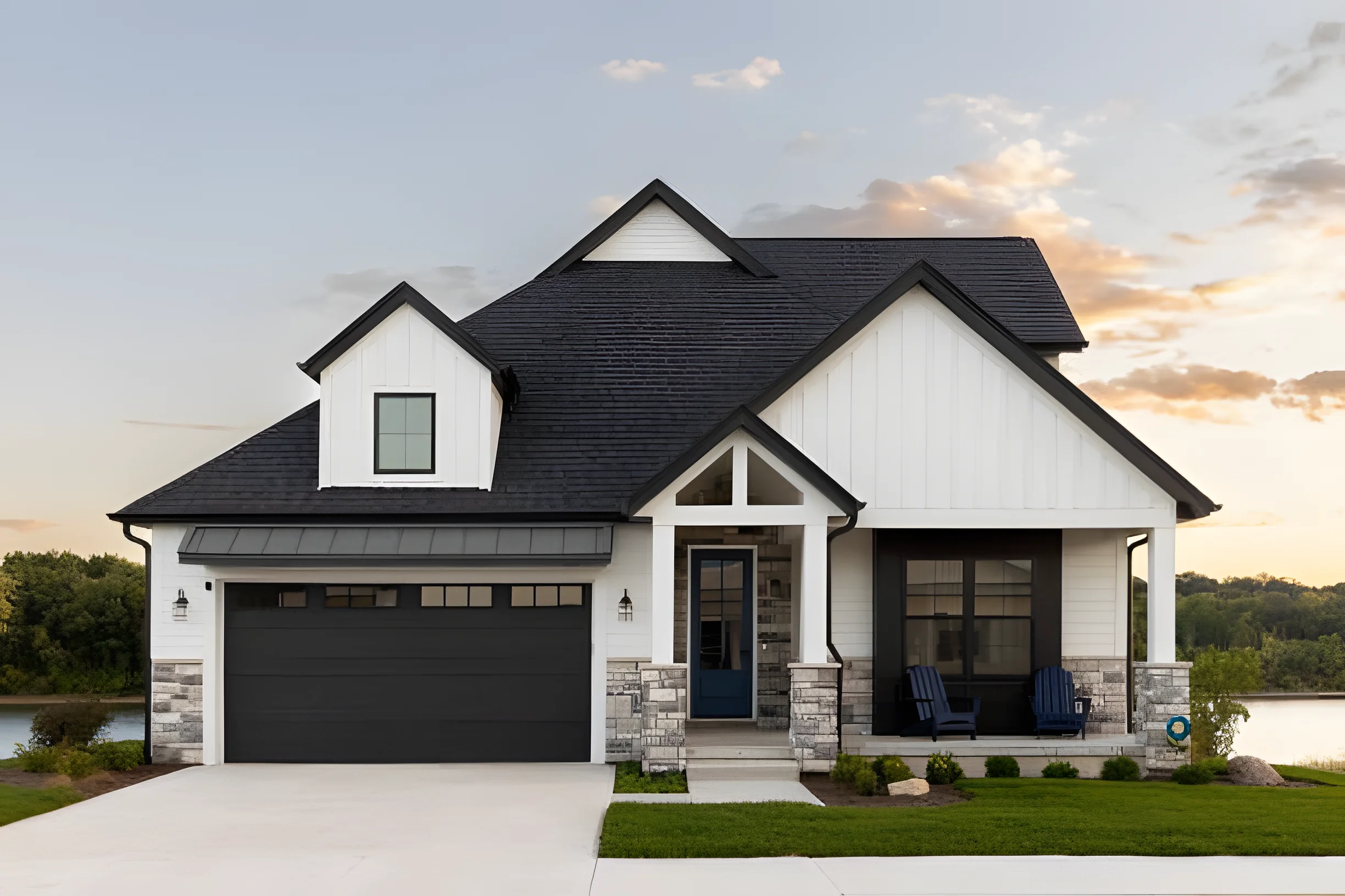 Modern house with stone accents